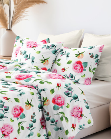 Bavlnené posteľné obliečky - veľké kvety pivonky