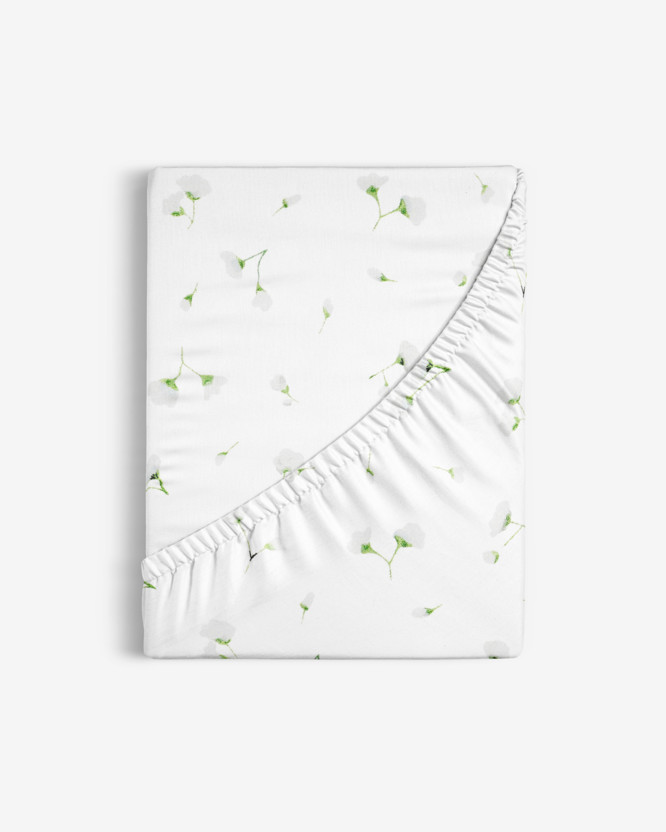 Bavlnená napínacia plachta - drobné kvetinky na bielom