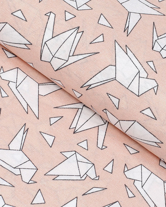 Dekoračná látka Loneta - origami na lososovom
