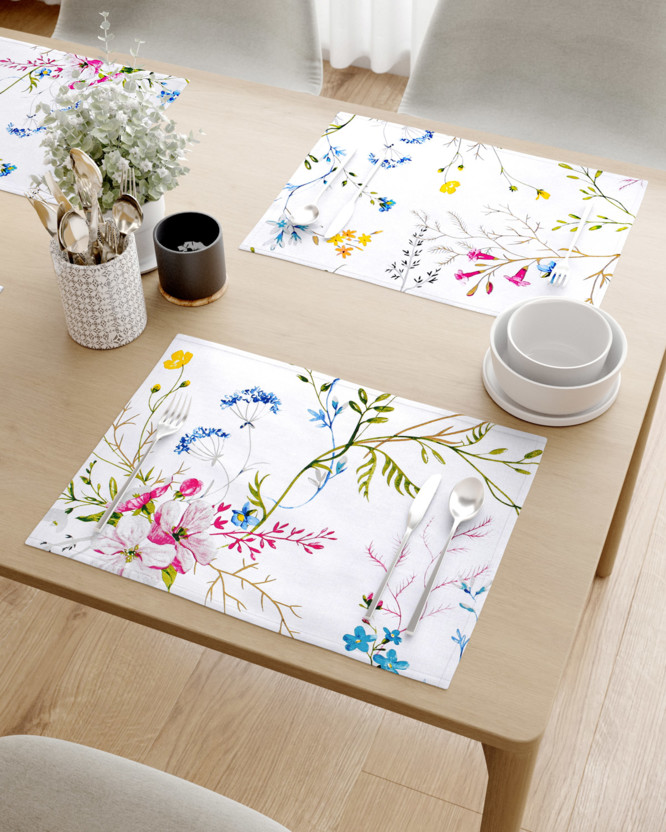 Prestieranie na stôl 100% bavlnené plátno - maľované lúčne kvety - sada 2ks
