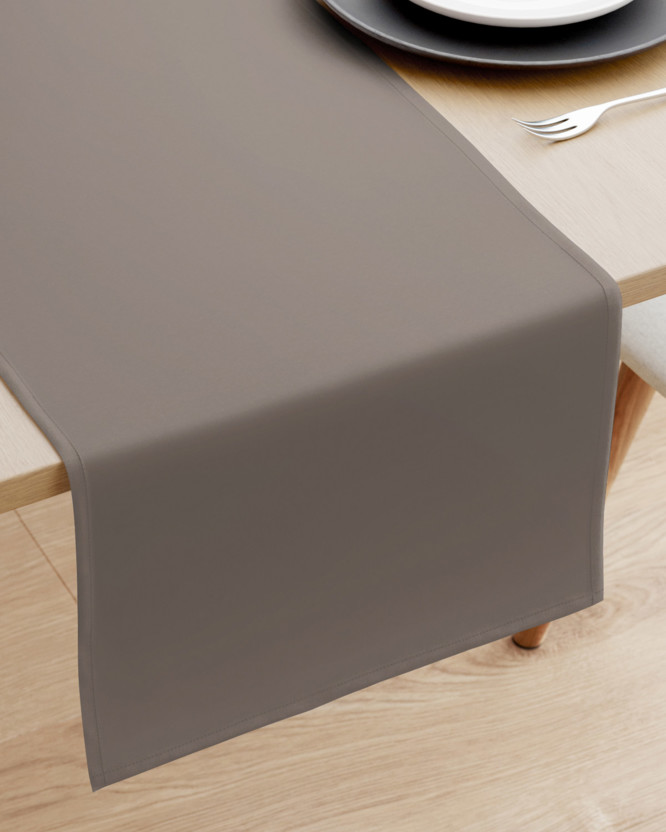 Sviatočný behúň na stôl Rongo Deluxe - sivohnedý so saténovým leskom