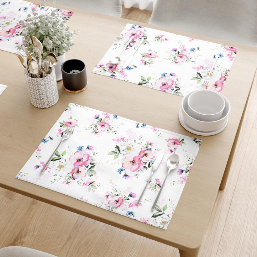 Prestieranie na stôl 100% bavlnené plátno - ružové sakury s lístkami - sada 2ks
